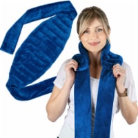 Microwavable Weighted Heating Pad with Plush 71” Ties - Hot/Cold Moist Heat Pads Med Blue