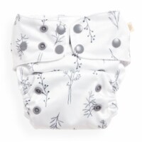 EcoNaps Reusable Cloth Diaper | One Size | Grey Folk Botanical