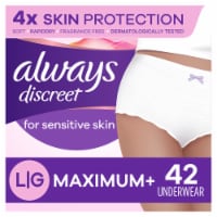 Always Discreet Large Maximum+ Women's Incontinence Underwear for Sensitive  Skin, 42 ct - Gerbes Super Markets