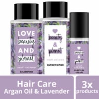 Love Beauty & Planet Argan Oil & Lavender Shampoo Conditioner & Leave-In Smoothie Cream Perspective: Main