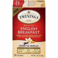 Twinings of London Black Tea English Breakfast Honey & Vanilla 1.41oz (Pack of 6)