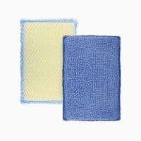 LOLA 2-Way Cleaning Sponge Pad, Dual Sided Nylon Net & Microfiber Terry Cloth - 2 Pack