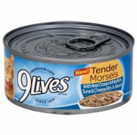 9Lives Tender Morsels Ocean White Fish Tuna with Cheese Case Wet Cat Food Perspective: Main
