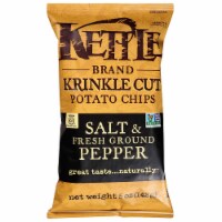 Kettle Foods Krinkle Cut Salt and Fresh Ground Pepper Potato Chips, 5 Ounce -- 8 per case.