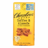 Chocolove Xoxox -  Milk Chocolate - Toffee and Almonds - 3.2 oz Bars - Case of 12