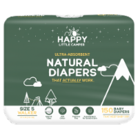Happy Little Camper Ultra-Absorbent Hypoallergenic Natural Baby Diapers, Size 5, 150 Count