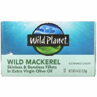 Wild Planet Wild Mackerel Fillets In Extra Virgin Olive Oil - Case Of 12 - 4.375 Oz.