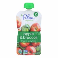 Plum Organics Baby Food-Broccoli and Apple - Stage 2 - 6 Months and Up - 4 oz - Case of 6