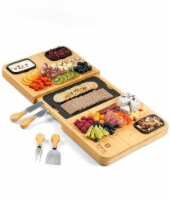 Royal Craft Wood Cracker and Cheese Tray with Slate Plate