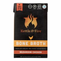 Kettle & Fire Mushroom Chicken Bone Broth  - Case of 6 - 16.9 OZ