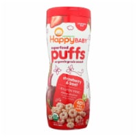 Happy Bites Organic Puffs Finger Food for Babies - Strawberry Puffs - Case of 6 - 2.1 oz