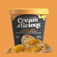 Creamalicious, Porch Light Peach Cobbler Artisan Frozen Dessert, Pint, (8 Count)