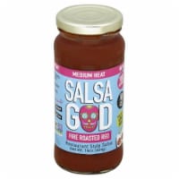 Salsa God Medium Heat Fire Roasted Red Restaurant Style Salsa, 16oz (Pack of 6)