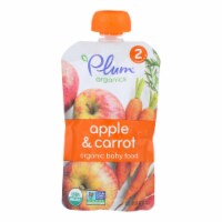 Plum Organics Baby Food-Apple and Carrot - Stage 2 - 6 Months and Up - 3.5 .oz - Case of 6