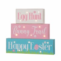 Glitzhome 12 L Easter Lighted Word Sign 14 Bulbs LED Wooden/Metal Block