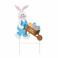 Glitzhome 30.5  Height Yard Signs with Stakes Wooden Easter Bunny Cart