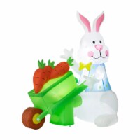 Glitzhome 72.75 L Easter Lighted Bunny Wheel Barrow Inflatable Decor