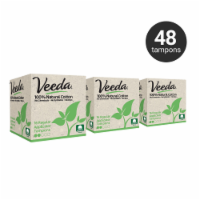 Veeda 100% Natural Cotton Regular Absorbency Tampons Compact BPA-Free Applicator, 48 Count