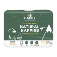 Happy Little Camper Ultra-Absorbent Hypoallergenic Natural Baby Diapers, Size 6, 102 Count Perspective: Main