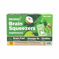 Brainiac Omega-3 Smart Squeezer Applesauce, No Added Sugar, Vitamin C, Apple, 10 Count