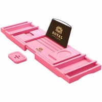 Royal Craft Wood Bathtub Caddy Tray, Pink