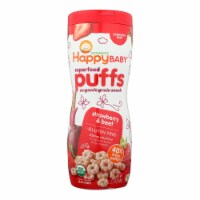 Happy Bites Organic Puffs Finger Food for Babies - Strawberry Puffs - Case of 6 - 2.1 oz