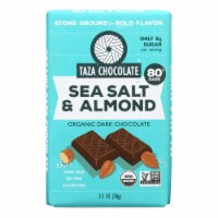 Taza Chocolate Stone Ground Organic Dark Bar - Sea Salt and Almond - Case of 10 - 2.5 oz.