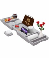 Royal Craft Wood Bathtub Caddy Tray, Gray