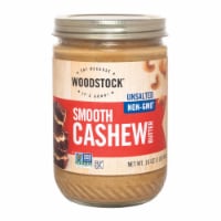 Woodstock Non-GMO Unsalted Smooth Cashew Butter - Case of 12 - 16 OZ