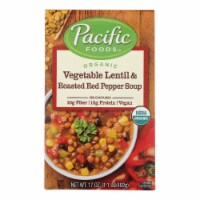 Pacific Natural Foods Soup - Vegetable Lentil and Roasted Red Pepper - Case of 12 - 17 oz.