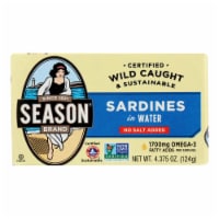 Season Brand Sardines in Water  - No Salt Added - Case of 12 - 4.375 oz.