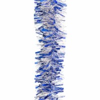 Holiday Home 10' Blue and Silver Wide Cut Tinsel Garland Christmas Decoration Perspective: Main
