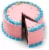 Bakery Fresh Double Layer Chocolate Cake with Pink and Blue Icing Perspective: back