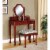 Makeup Vanity Set With Mirror, Reddish Brown- Saltoro Sherpi Perspective: back