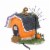 Enesco 5.25 Mickey's Pumpkintown Carving Studio Halloween Disney Mouse Ears Perspective: back
