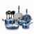 T-fal Ceramic Cookware Set - Blue Perspective: back