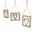 Set of 3 Wood Framed Open Work Metal Heart Wall Hangings W/ Rope Hangers Perspective: back