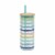 Smart Planet Striped Lucia Glass Tumbler With Bamboo Lid & Straw Perspective: back