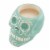 Northern Lights Candles Day of the Dead Sugar Teal Skull Candle - Dia de los Muertos Perspective: back