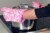 DII Pink Damask Oven Mitt & Potholder Set Perspective: back
