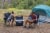 Coleman Quad Chair with 4-Can Cooler - Blue Perspective: back