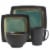 Gibson Elite Ocean Paradise 16Pc Square Glazed Dinnerware Kitchen Dish Set, Jade Perspective: back