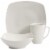 Gibson Zen Buffetware 12 Piece Square Dinnerware Plate, Bowl, & Mug Set, White Perspective: back
