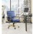 Mid-Back Faux Leather Chair with Gold Finish in Navy Faux Leather Perspective: back