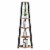 Newport Five-Tier Corner Bookshelf in Nutmeg Wood Finish with Black Wood Frame Perspective: back