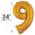 GOLD NUMBER 9 Helium Filled Balloon - 34 inches BIG Perspective: back