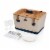 Boardwalk Picnic Basket, Beige Canvas with Navy Blue Accents Perspective: back