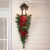 Northlight 30'' Red Poinsettia and Gold Pine Cone Artificial Christmas Teardrop Swag, Unlit Perspective: back