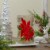 Northlight 10 Hand-Painted Red Poinsettias and Gold Flameless Glass Christmas Candle Holder Perspective: back