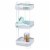 mDesign Vertical Standing Bathroom Shelving Unit Tower with 3 Baskets, White Perspective: back
